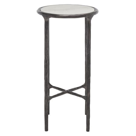 Safavieh 12 x 12 x 24 in. Jessa Metal Tall Rd End Table Black & White SFV9504D